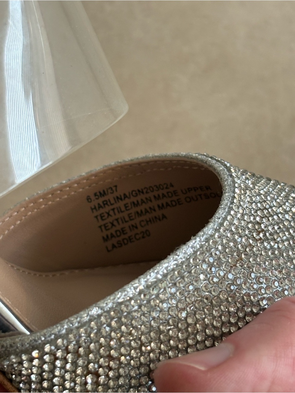 BCBGeneration Harlina Silver Rhinestone Clear Strap Stiletto Heels Size 6.5 - Picture 9 of 10